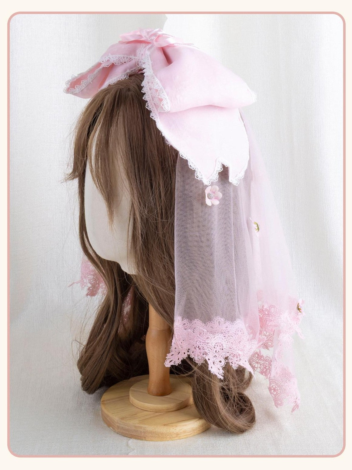 Stardust Rose Cherry Blossom Confession Lace Bow Lolita Women's Lace Veils