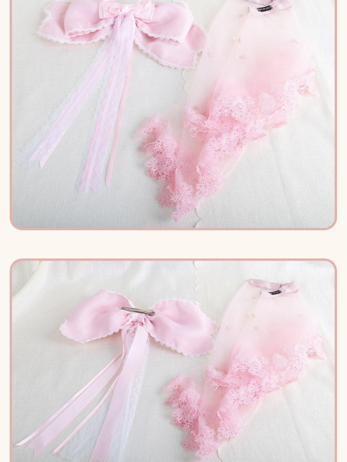 Stardust Rose Cherry Blossom Confession Lace Bow Lolita Women's Lace Veils