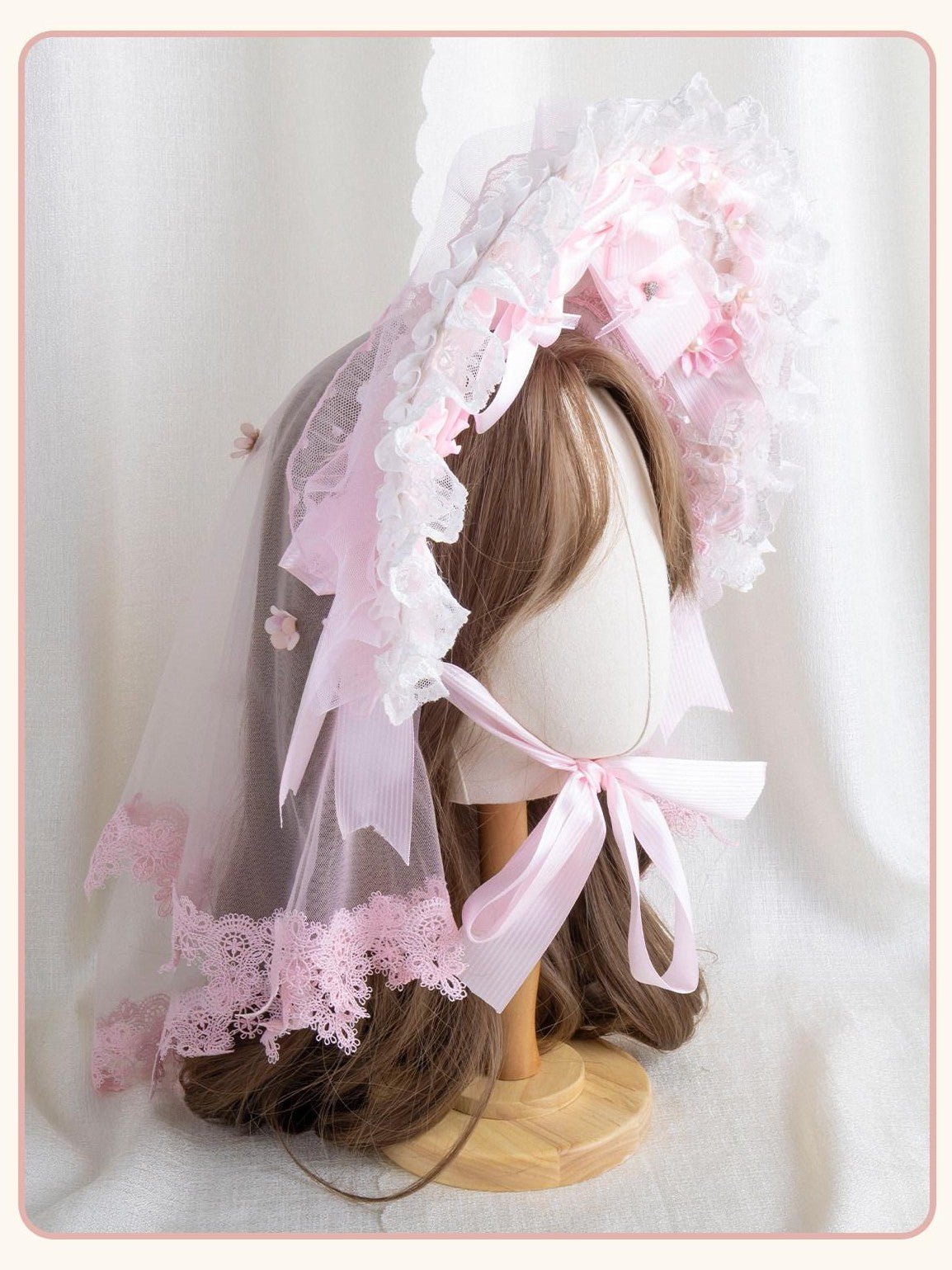 Stardust Rose Cherry Blossom Motif Bow Headband Veil Attachment Women's Veils