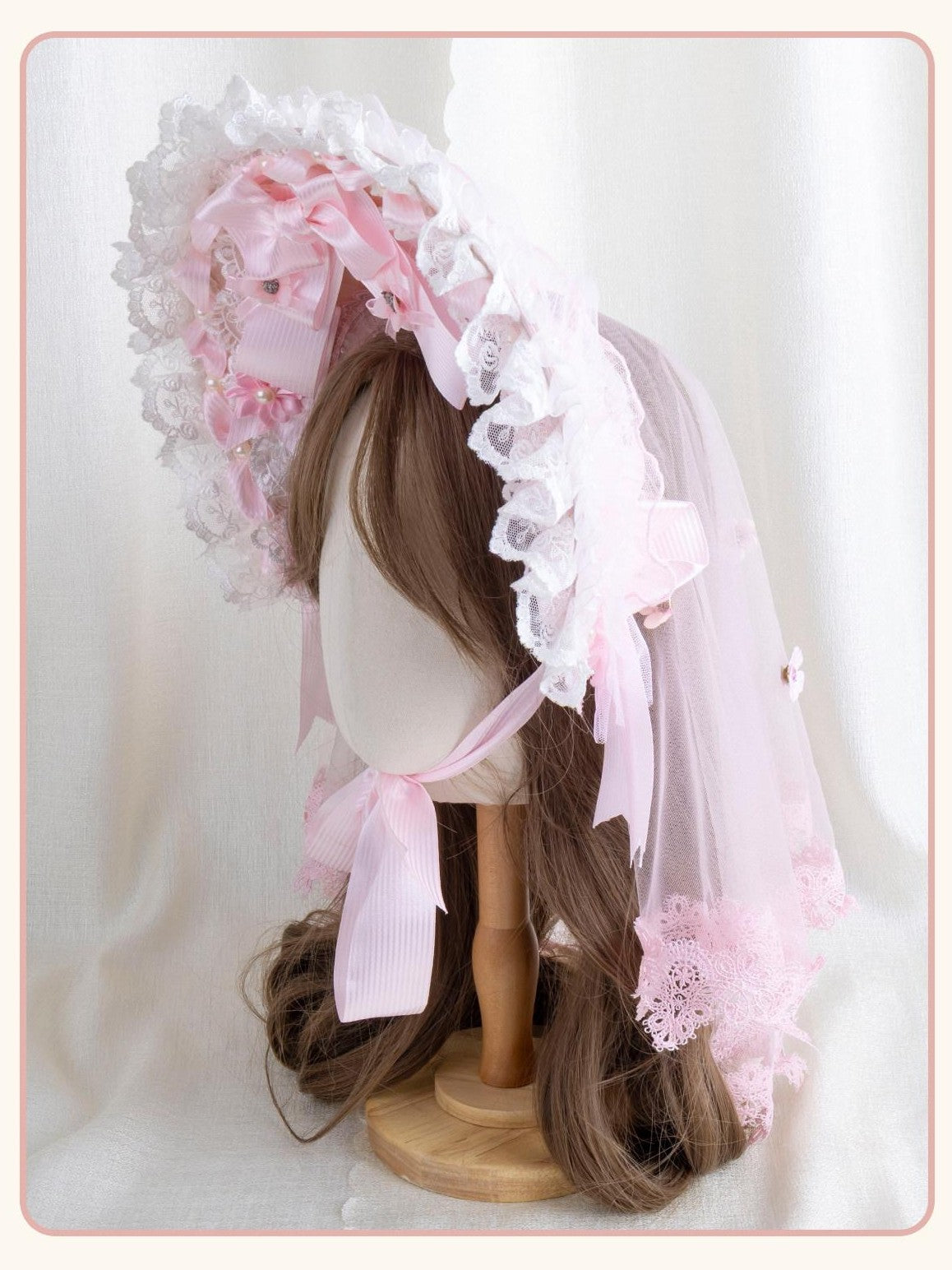 Stardust Rose Cherry Blossom Motif Bow Headband Veil Attachment Women's Veils