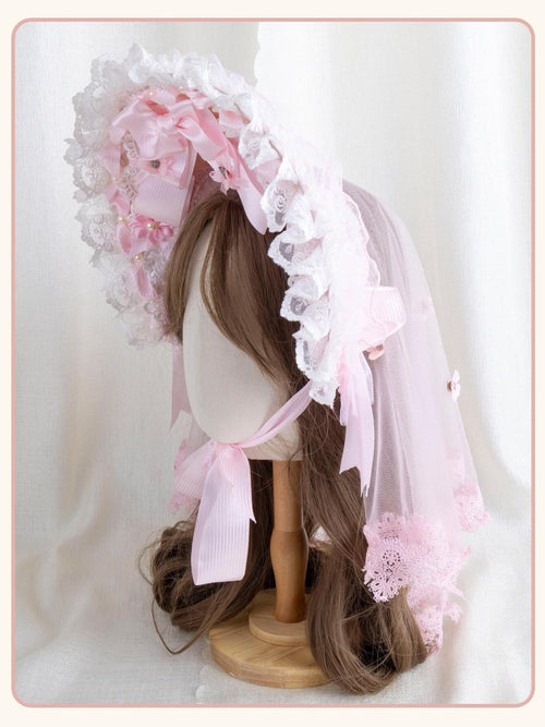 Stardust Rose Cherry Blossom Motif Bow Headband Veil Attachment Women's Veils