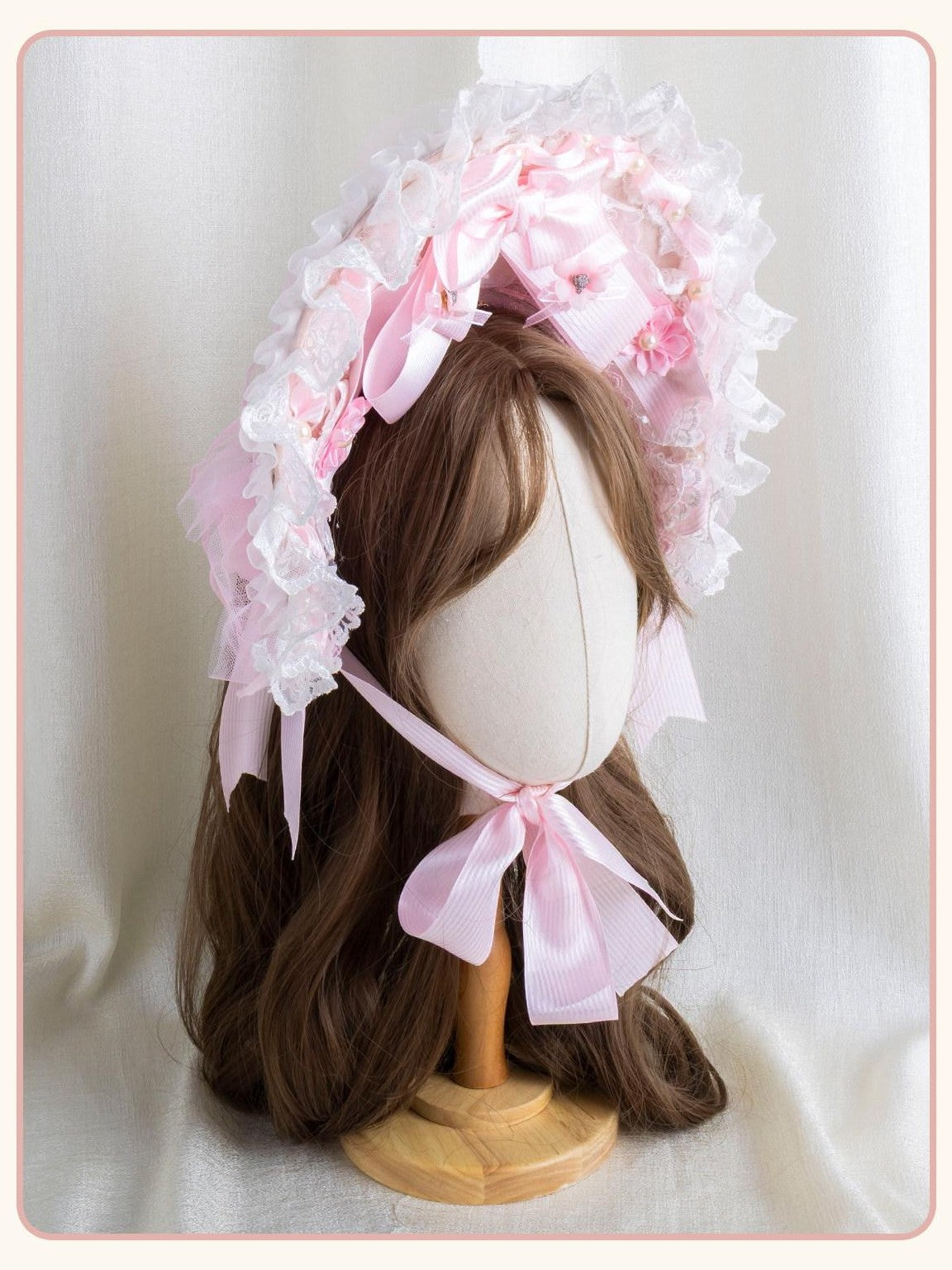 Stardust Rose Cherry Blossom Motif Bow Headband Veil Attachment Women's Veils