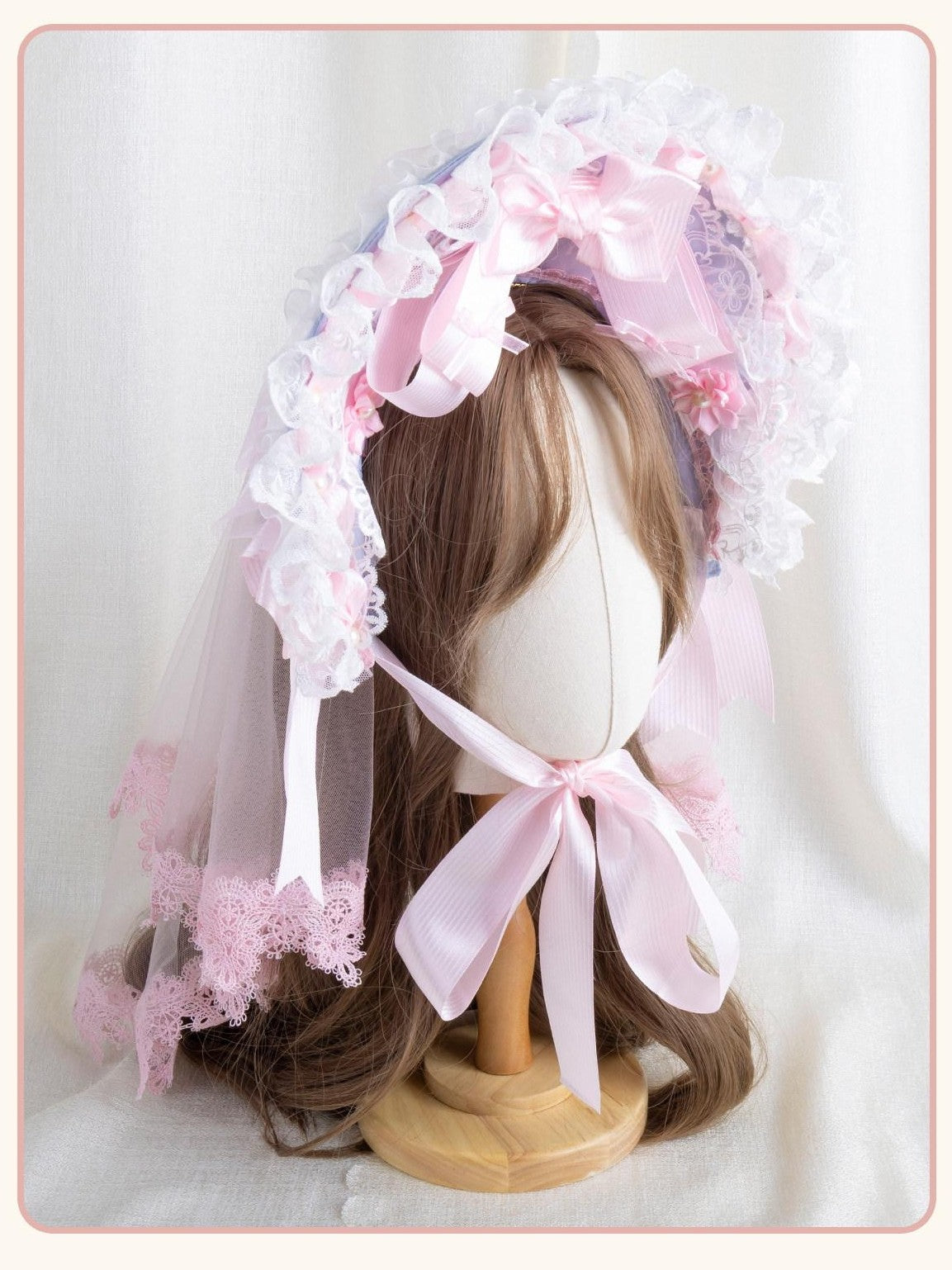 Stardust Rose Cherry Blossom Motif Bow Headband Veil Attachment Women's Veils