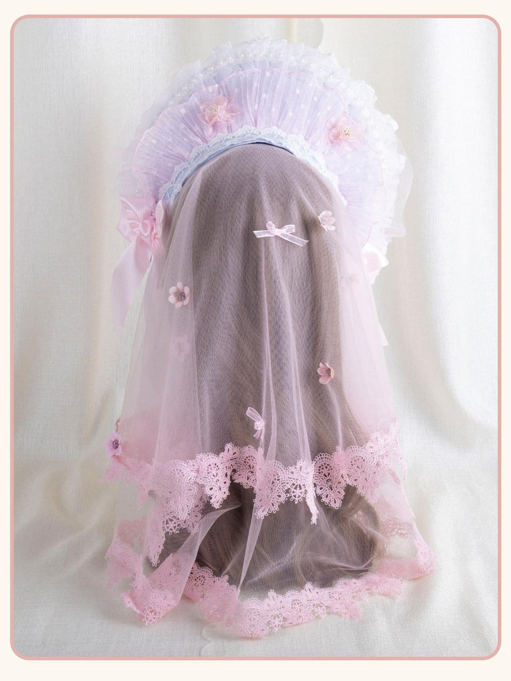 Stardust Rose Cherry Blossom Motif Bow Headband Veil Attachment Women's Veils