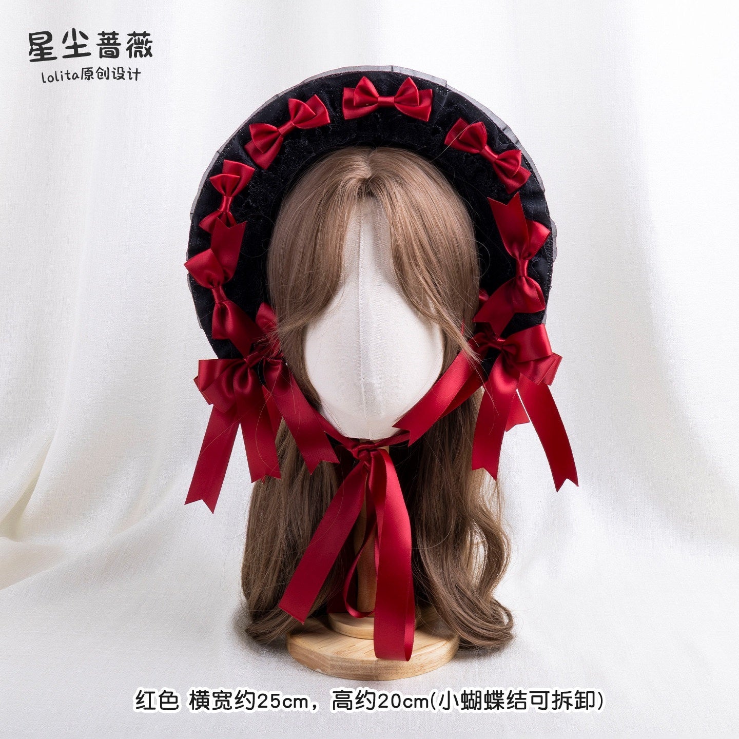 Stardust_Rose_Dark_Gothic_Lace_Bow_Geometric_Colorblock_Flat_Top_Women's_Half_Bonnets_916552193475_MISSTT