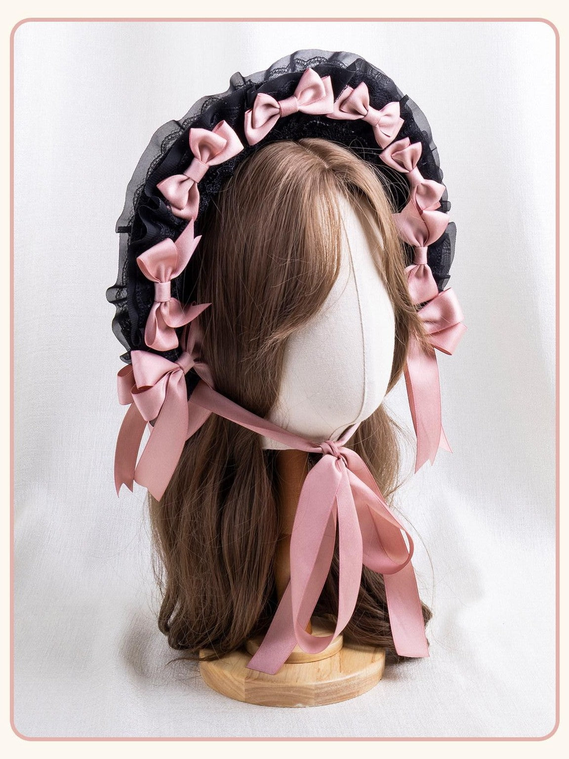 Stardust Rose Dark Gothic Lace Bow Geometric Colorblock Flat Top Women's Half Bonnets