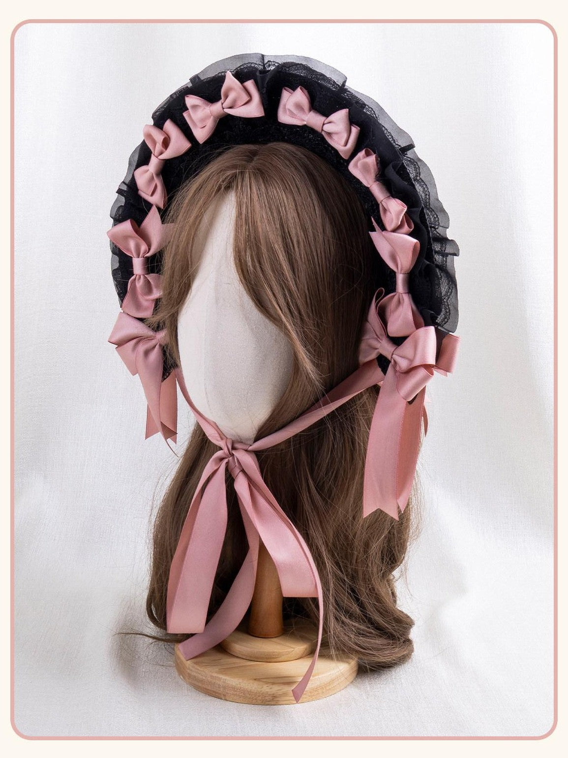Stardust Rose Dark Gothic Lace Bow Geometric Colorblock Flat Top Women's Half Bonnets