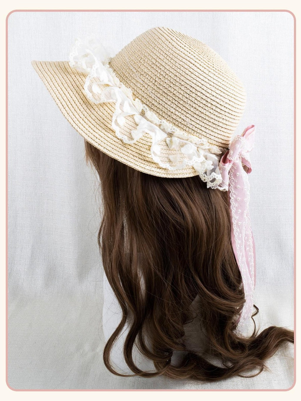 Stardust Rose Garden Lace Bow Polka Dot Ribbon Floral Doll Women's Straw Full Bonnets