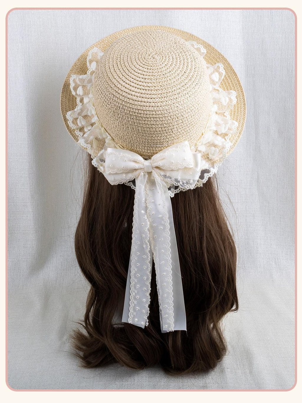 Stardust Rose Garden Lace Bow Polka Dot Ribbon Floral Doll Women's Straw Full Bonnets