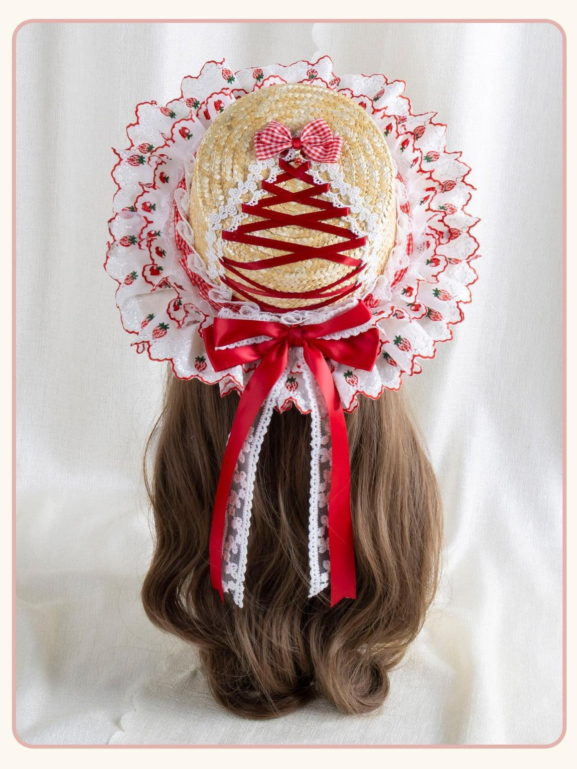 Stardust Rose Goodnight Bear Apple Sweetheart Lolita Bow Women's Lace Full Bonnets