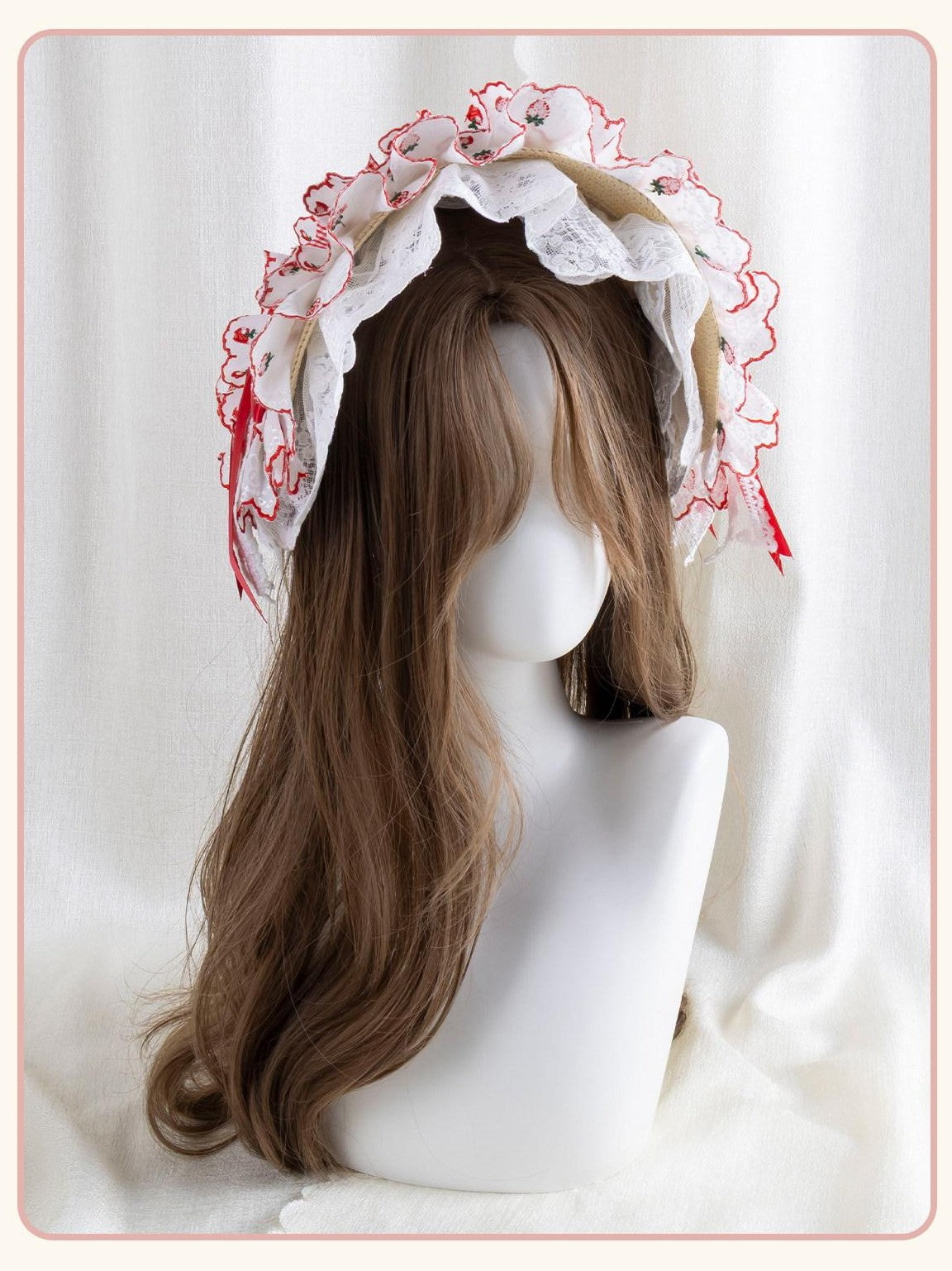 Stardust Rose Goodnight Bear Apple Sweetheart Lolita Bow Women's Lace Full Bonnets