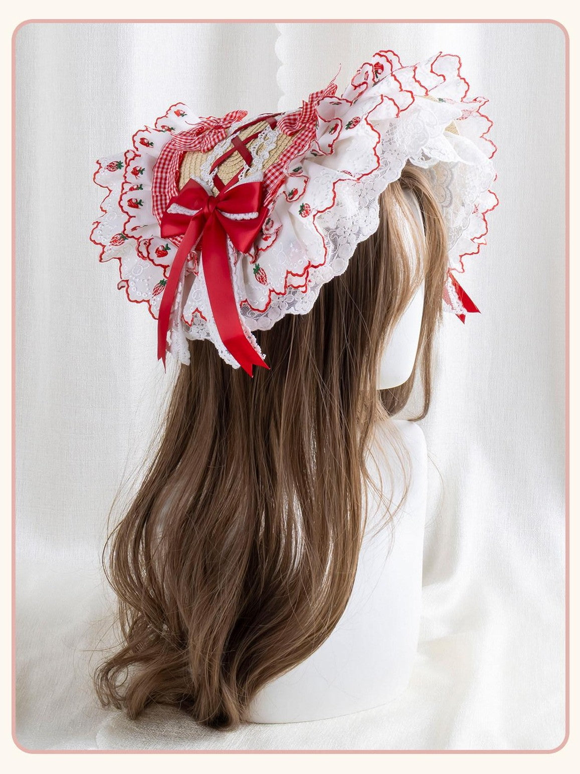 Stardust Rose Goodnight Bear Apple Sweetheart Lolita Bow Women's Lace Full Bonnets