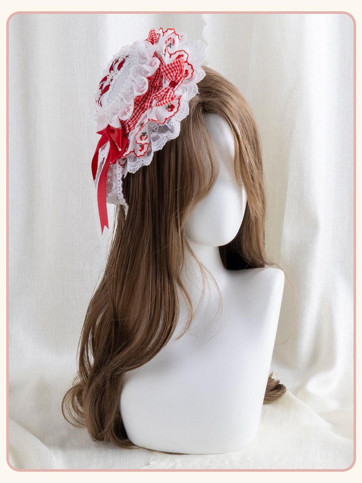 Stardust Rose Goodnight Bear Apple Sweetheart Lolita Bow Women's Lace Full Bonnets