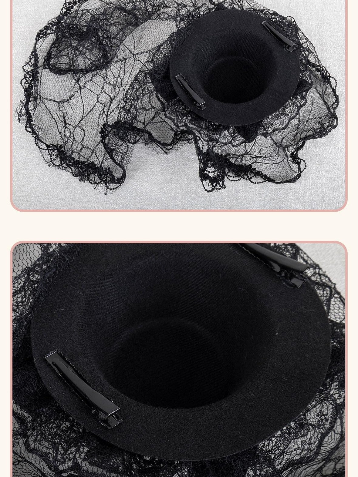 Stardust Rose Gothic Cross Lolita Bridal Requiem Women's Lace Bonnet Top Hat Veils