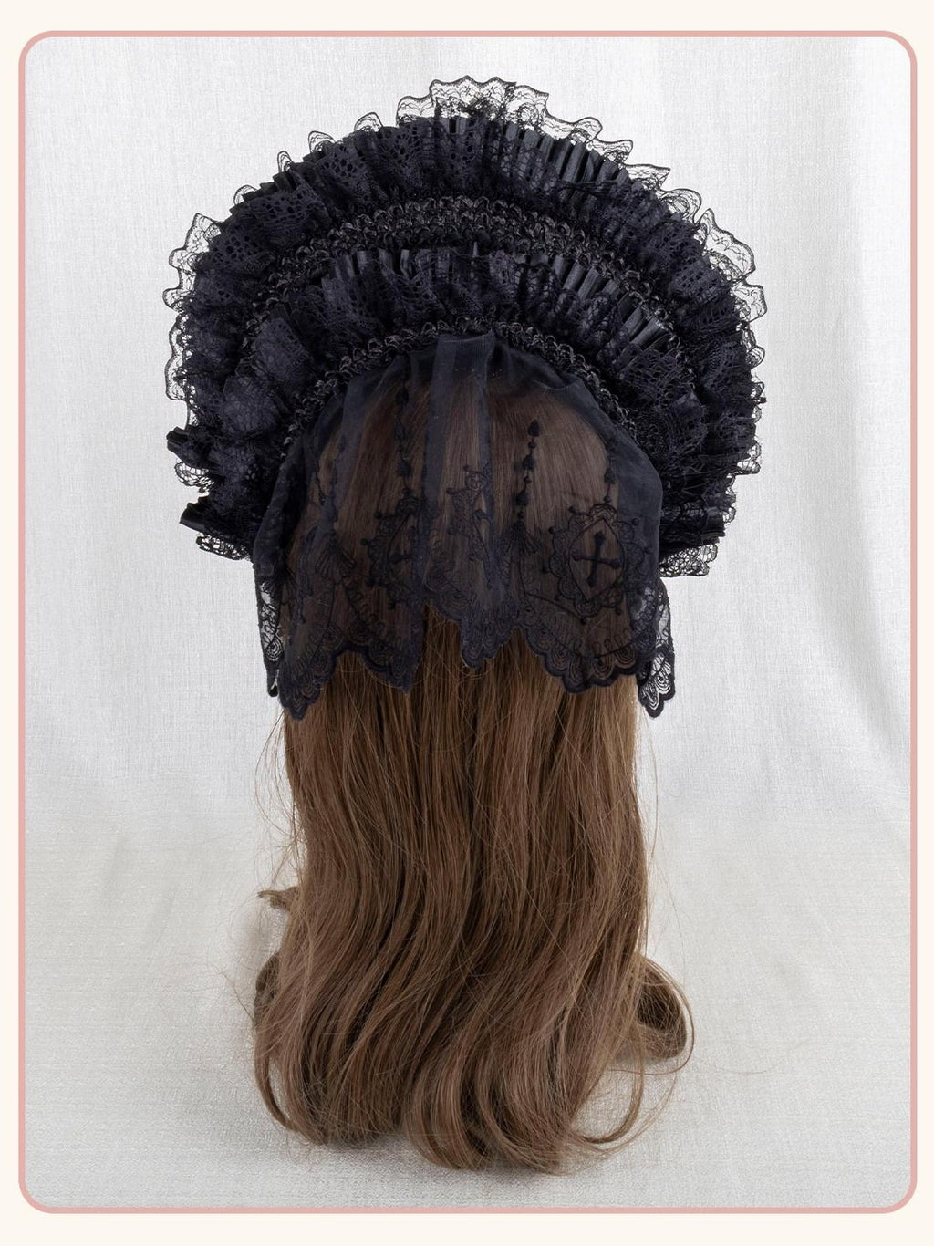 Stardust Rose Gothic Cross Lolita Bridal Requiem Women's Lace Bonnet Top Hat Veils