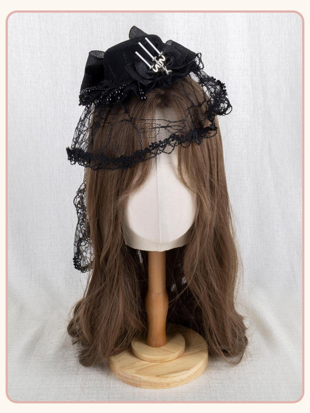 Stardust Rose Gothic Cross Lolita Bridal Requiem Women's Lace Bonnet Top Hat Veils