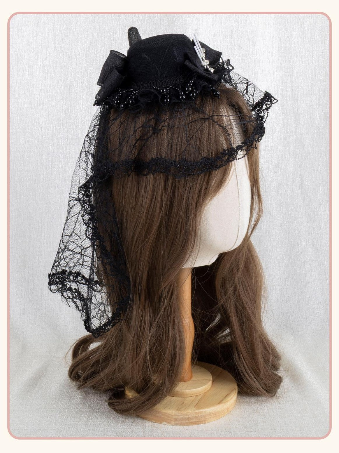 Stardust Rose Gothic Cross Lolita Bridal Requiem Women's Lace Bonnet Top Hat Veils
