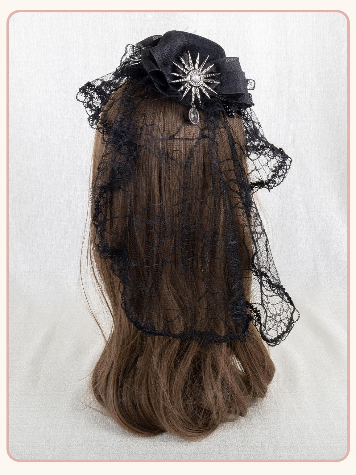 Stardust Rose Gothic Cross Lolita Bridal Requiem Women's Lace Bonnet Top Hat Veils