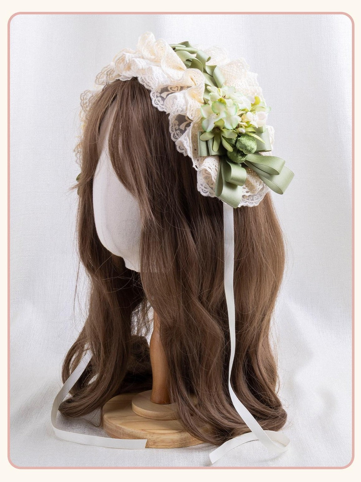 Stardust Rose Grass Green Lace Floral Mini Top Hat Round Women's Velvet Kc / Headbands