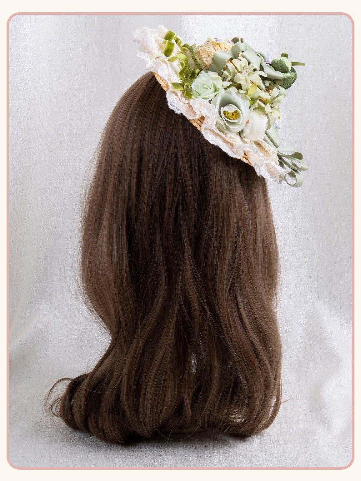 Stardust Rose Grass Green Lace Floral Mini Top Hat Round Women's Velvet Kc / Headbands