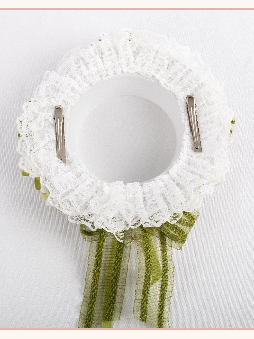 Stardust Rose Grass Green Lace Lily Of The Valley Lolita Top Hat Women's Hair Clips