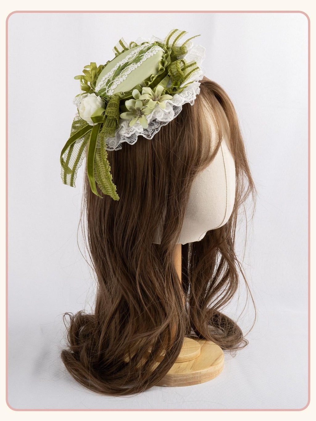 Stardust Rose Grass Green Lace Lily Of The Valley Lolita Top Hat Women's Hair Clips