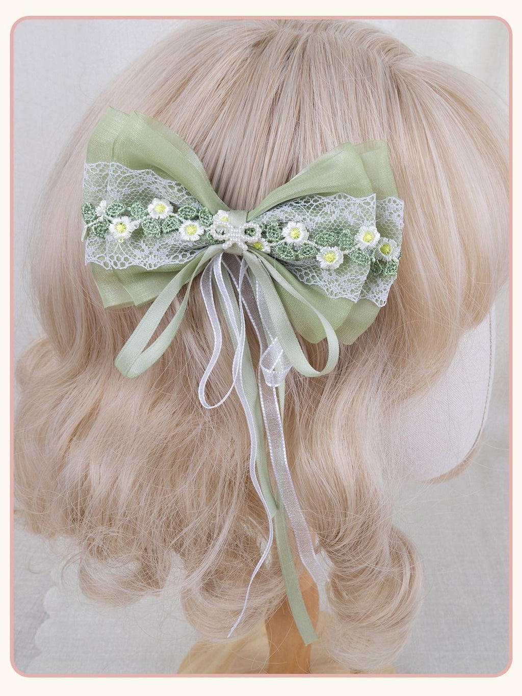Stardust Rose Green Stardust Rose Floral Headband Bow Lolita Women's Hair Clips