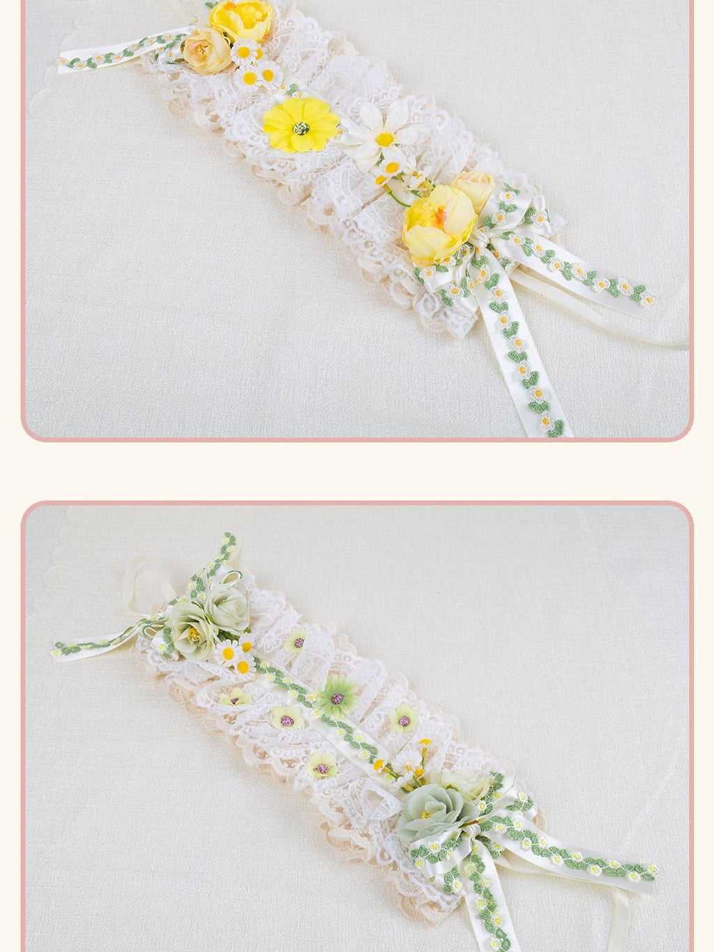 Stardust Rose Green Stardust Rose Floral Headband Bow Lolita Women's Hair Clips
