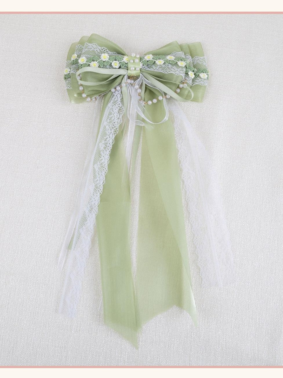 Stardust Rose Green Stardust Rose Floral Headband Bow Lolita Women's Hair Clips