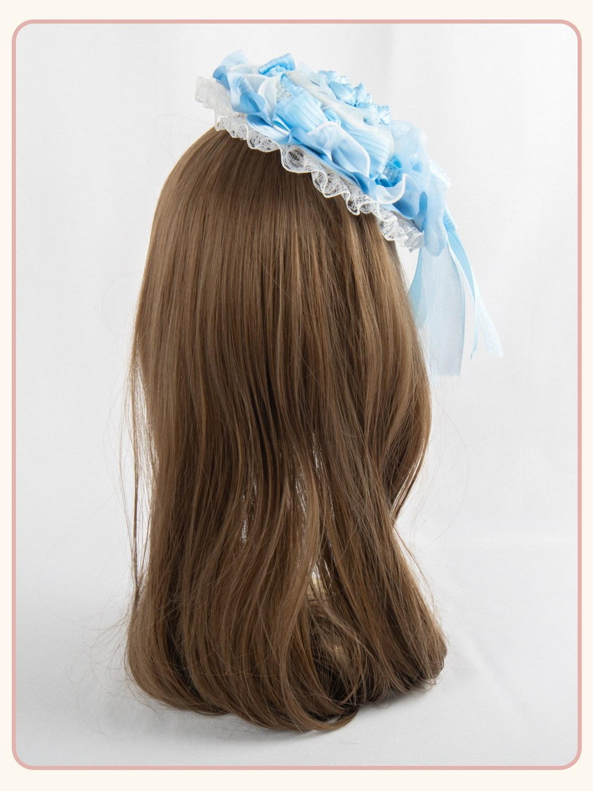 Stardust Rose Ice Blue Rose Lolita Handmade Mini Top Hat Women's Lace Kc / Headbands