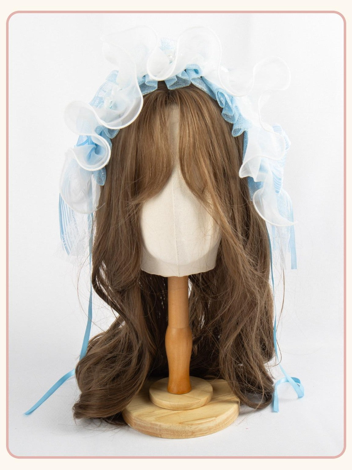 Stardust Rose Ice Blue Rose Lolita Handmade Mini Top Hat Women's Lace Kc / Headbands