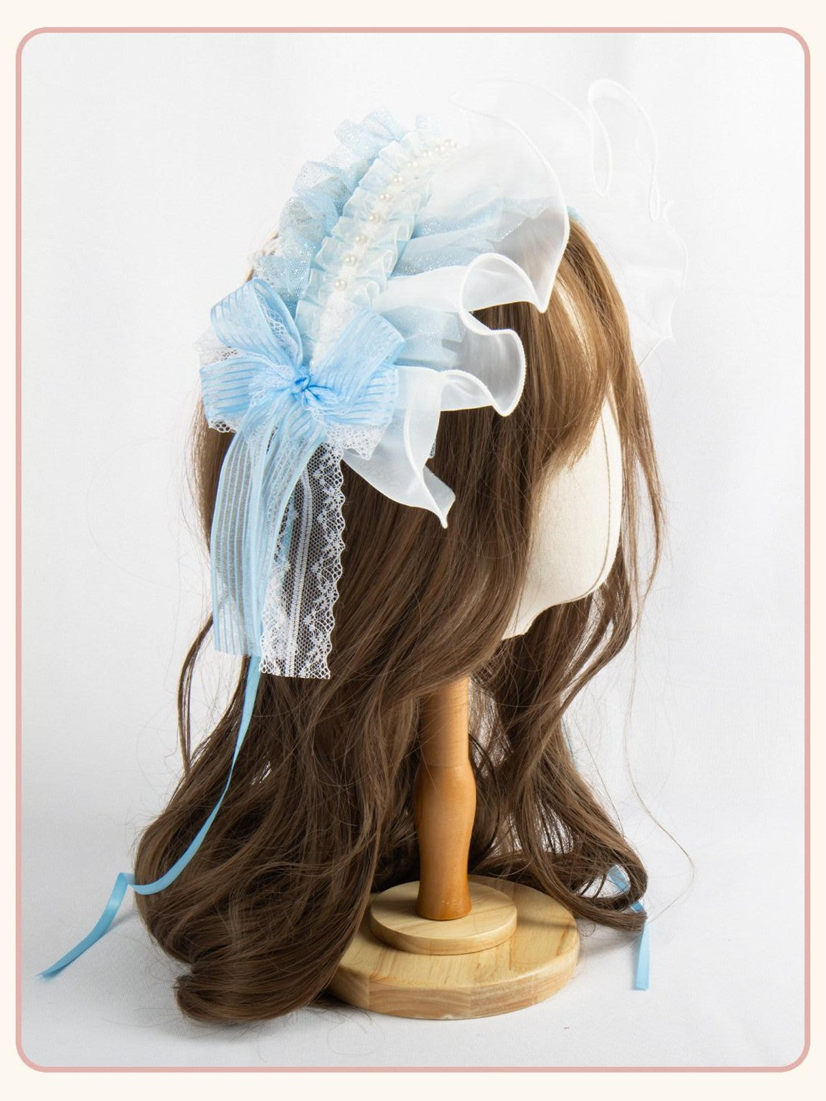 Stardust Rose Ice Blue Rose Lolita Handmade Mini Top Hat Women's Lace Kc / Headbands