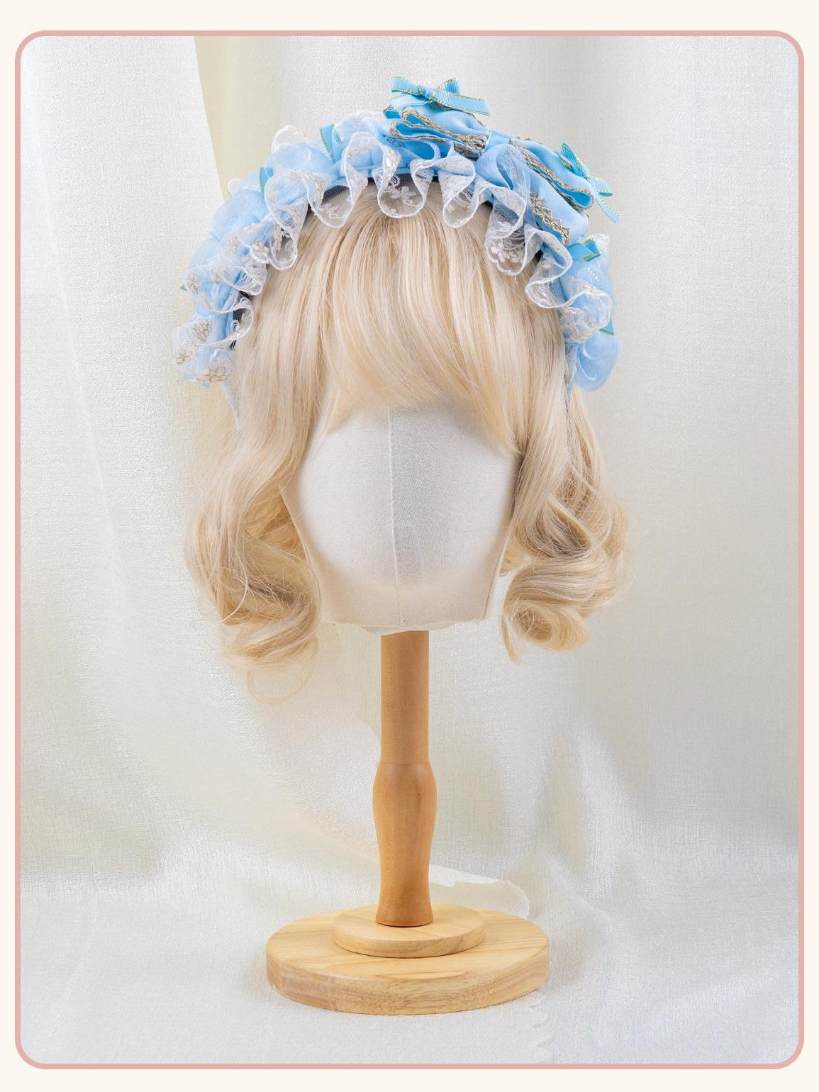 Stardust Rose Ice Crystal Blue Rose Bow Mini Top Hat Clip Women's Lace Kc / Headbands