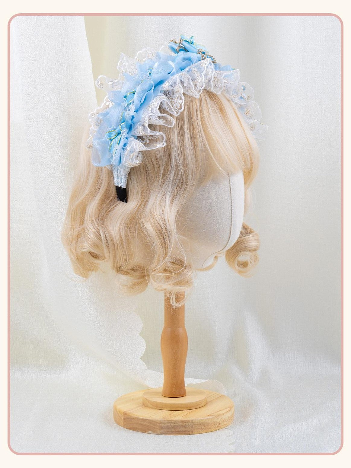 Stardust Rose Ice Crystal Blue Rose Bow Mini Top Hat Clip Women's Lace Kc / Headbands