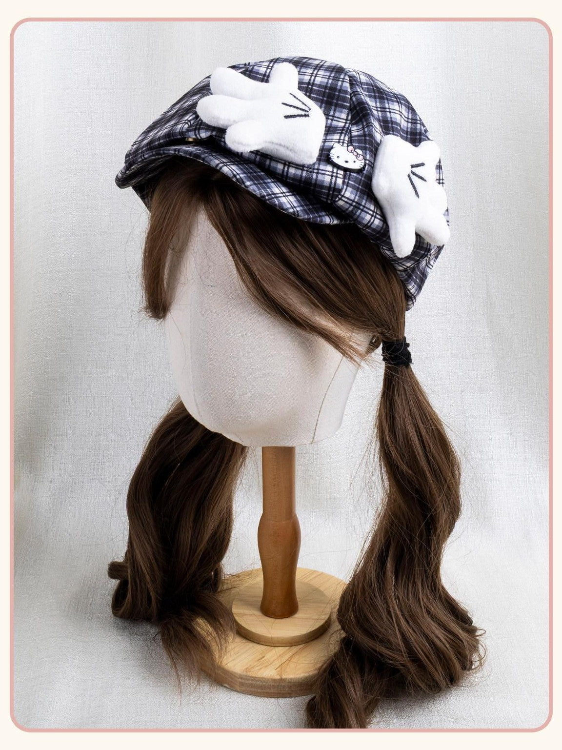 Stardust Rose Kt Cat Octagonal Newsboy Wide Brim Geometric Colorblock Women's Full Bonnets