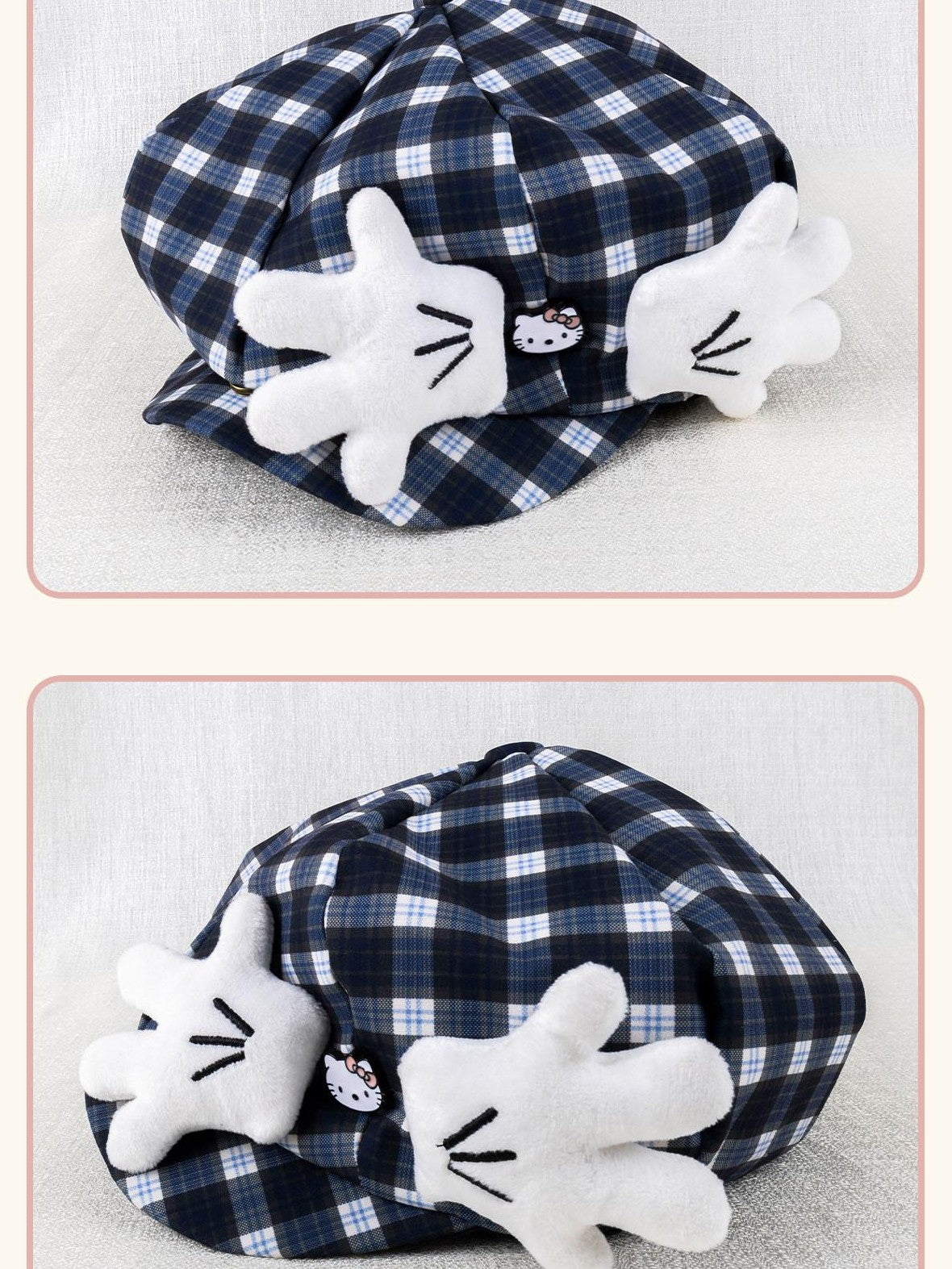 Stardust Rose Kt Cat Octagonal Newsboy Wide Brim Geometric Colorblock Women's Full Bonnets