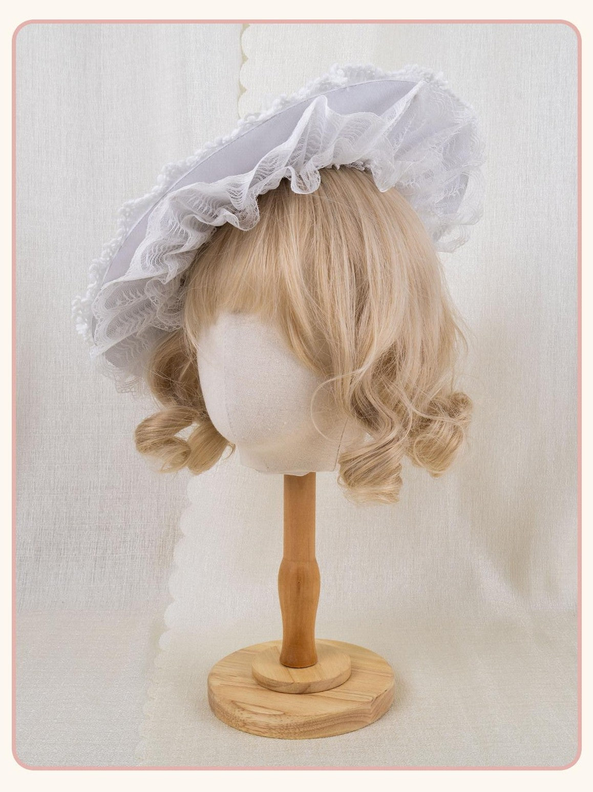 Stardust Rose Lace Rosebud Feather Bridal Flat Top Elegant Women's White Half Bonnets
