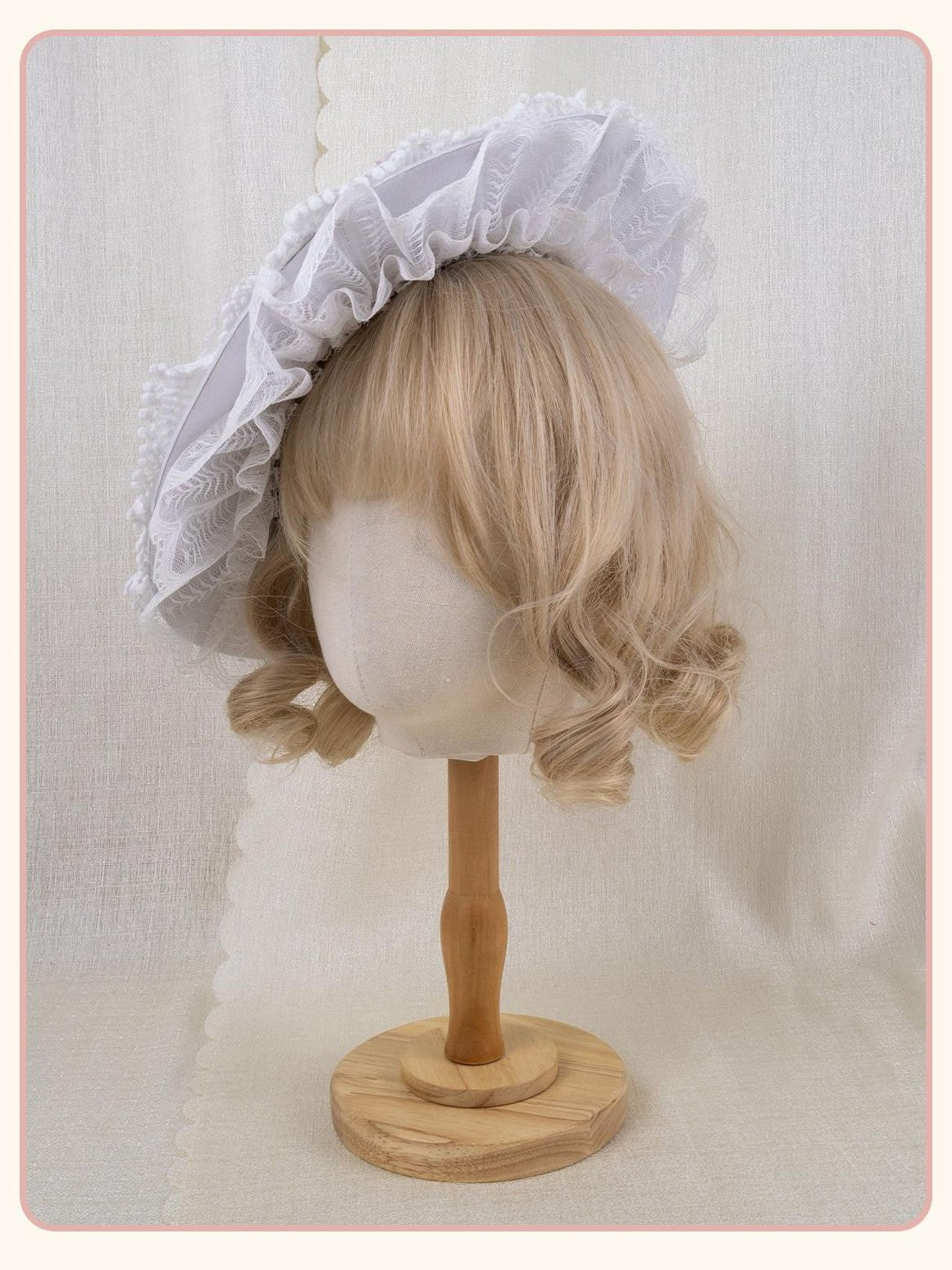 Stardust Rose Lace Rosebud Feather Bridal Flat Top Elegant Women's White Half Bonnets