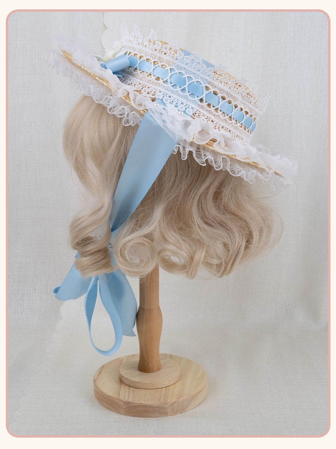 Stardust Rose Lolita Lace Cartoon Flat Brim Flat Top Women's Straw Half Bonnets