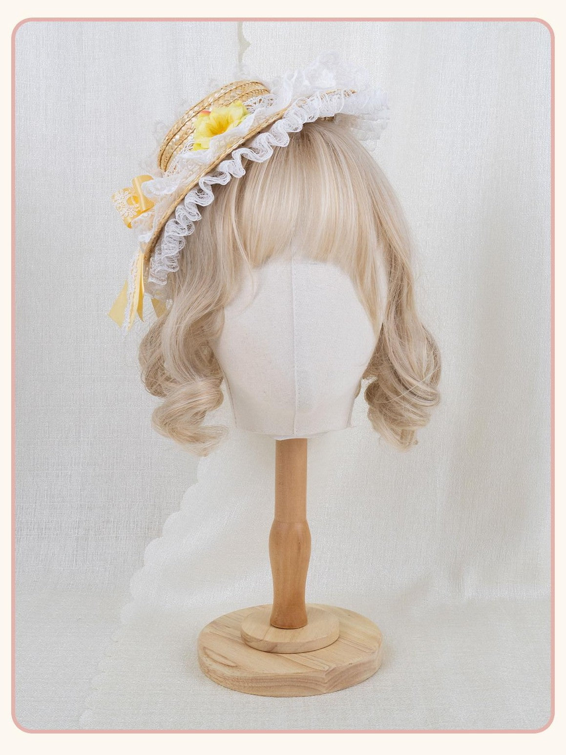 Stardust Rose Mini Top Hat Lace Bow Geometric Colorblock Women's Straw Hair Clips