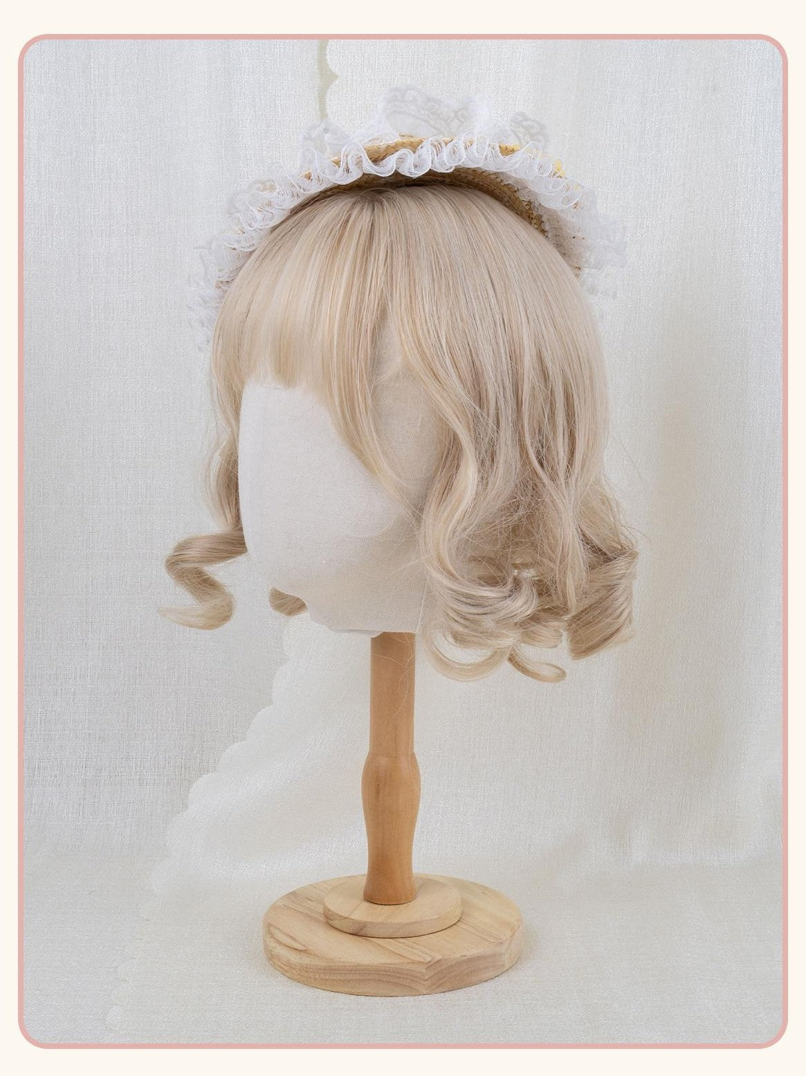 Stardust Rose Mini Top Hat Lace Bow Geometric Colorblock Women's Straw Hair Clips
