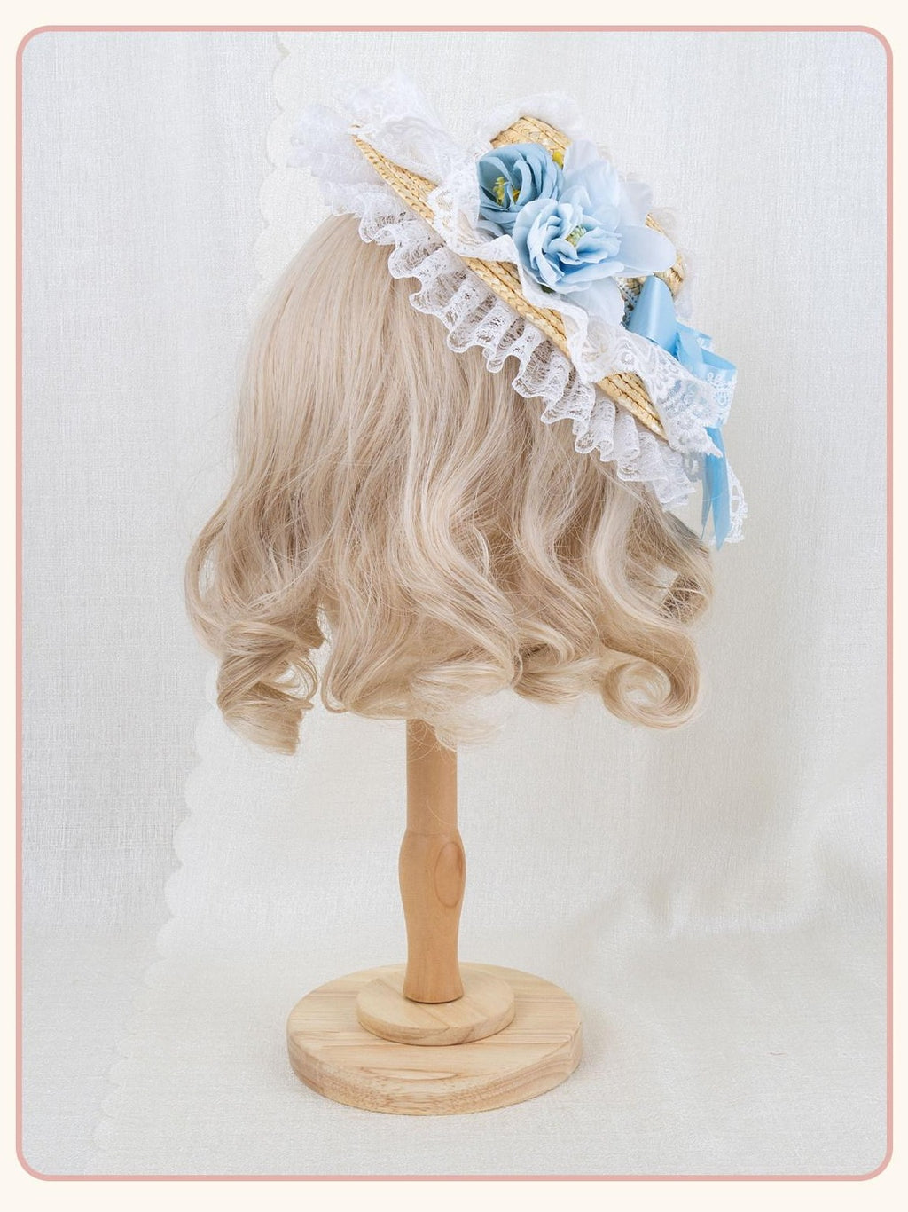 Stardust Rose Mini Top Hat Lace Bow Geometric Colorblock Women's Straw Hair Clips