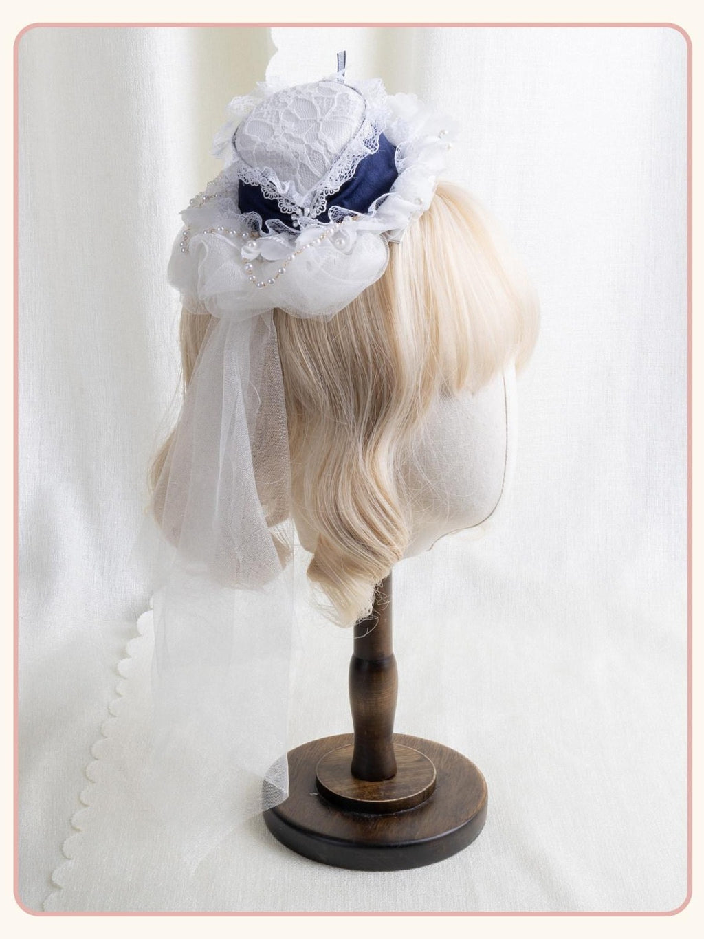 Stardust Rose Multicolor Pearl Lace Lolita Flat Hat Women's Pearl Lace Hair Clips