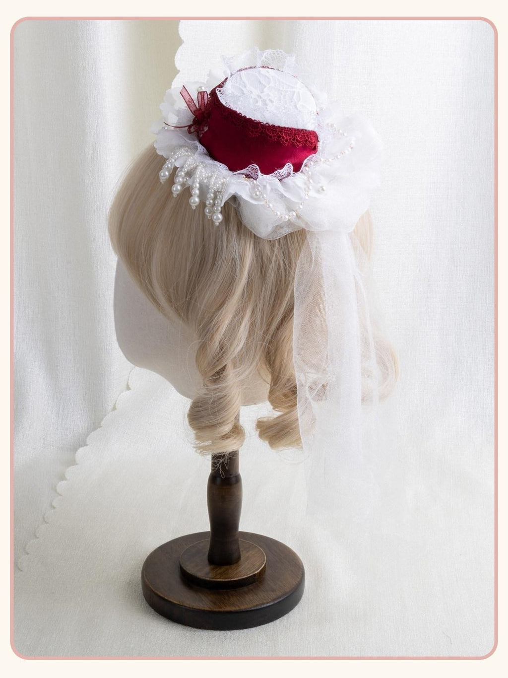 Stardust Rose Multicolor Pearl Lace Lolita Flat Hat Women's Pearl Lace Hair Clips