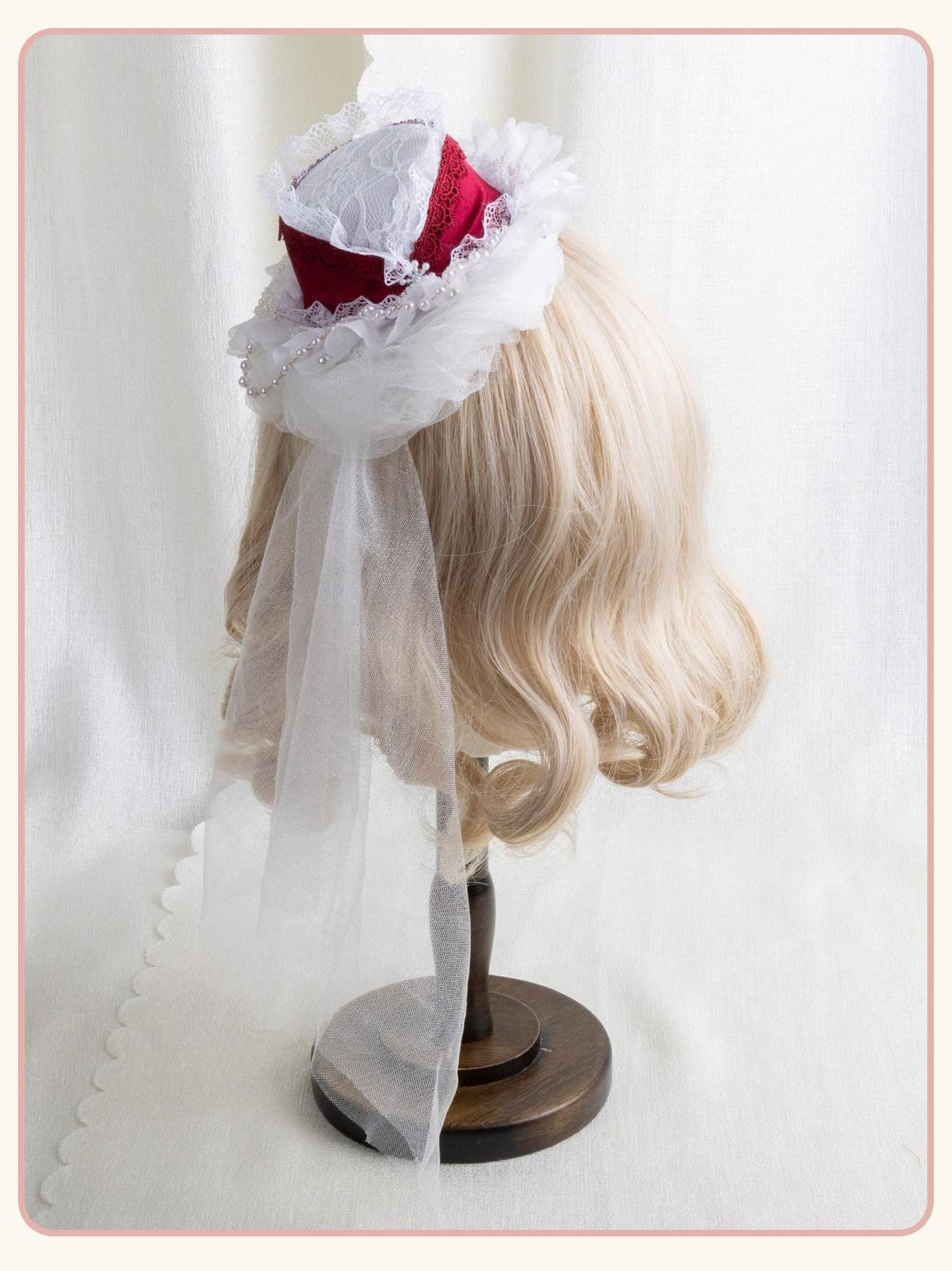 Stardust Rose Multicolor Pearl Lace Lolita Flat Hat Women's Pearl Lace Hair Clips