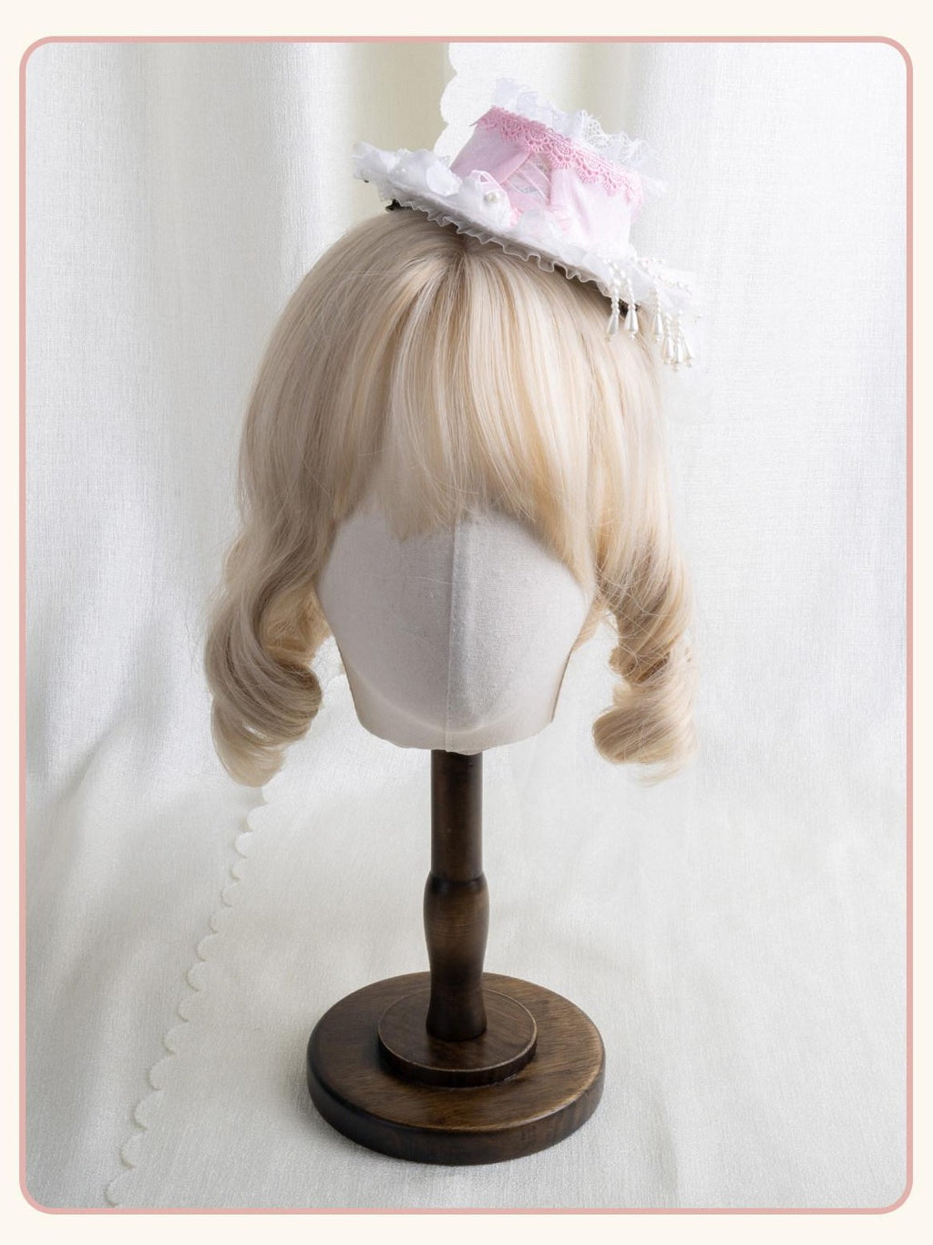 Stardust Rose Multicolor Pearl Lace Lolita Flat Hat Women's Pearl Lace Hair Clips