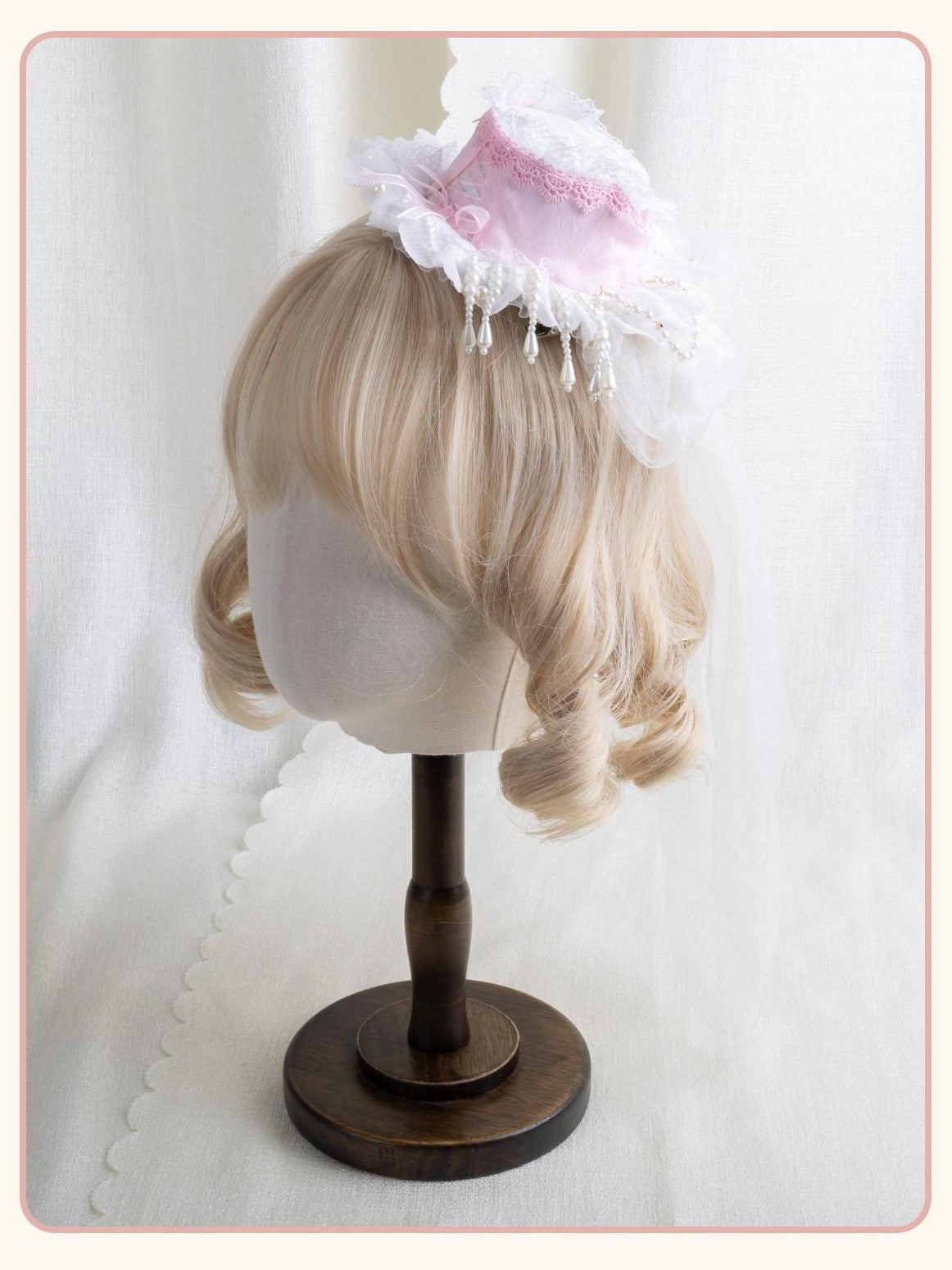 Stardust Rose Multicolor Pearl Lace Lolita Flat Hat Women's Pearl Lace Hair Clips