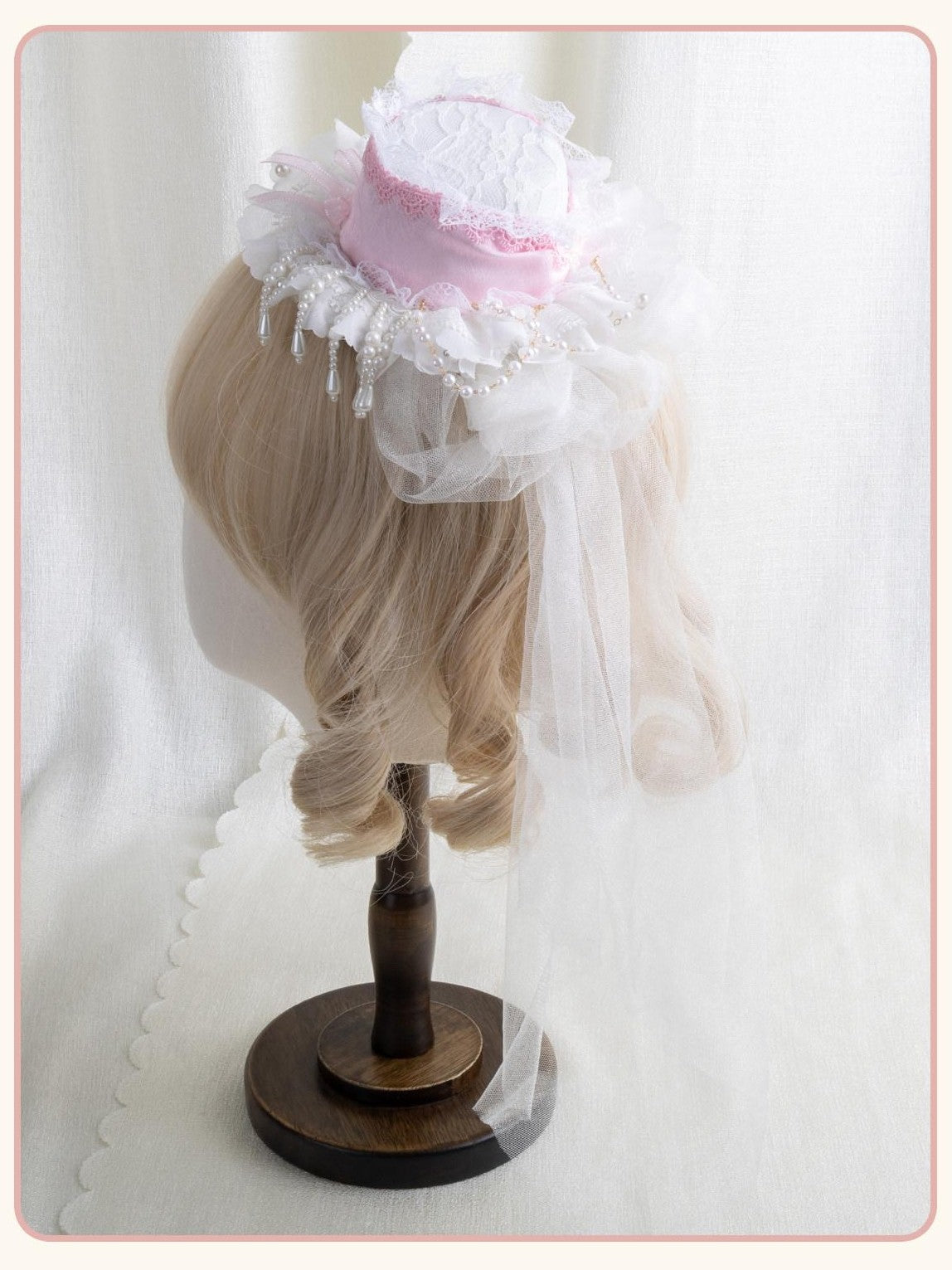 Stardust Rose Multicolor Pearl Lace Lolita Flat Hat Women's Pearl Lace Hair Clips