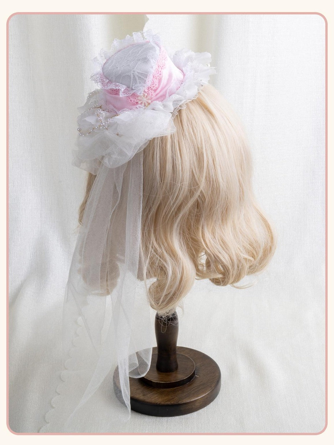 Stardust Rose Multicolor Pearl Lace Lolita Flat Hat Women's Pearl Lace Hair Clips