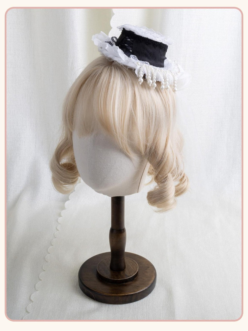 Stardust Rose Multicolor Pearl Lace Lolita Flat Hat Women's Pearl Lace Hair Clips